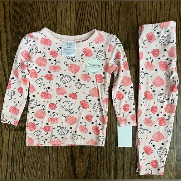 Tres Beau Et Belle Pink Pumpkin Toddler Pajama Set 12M New - Picture 1 of 5
